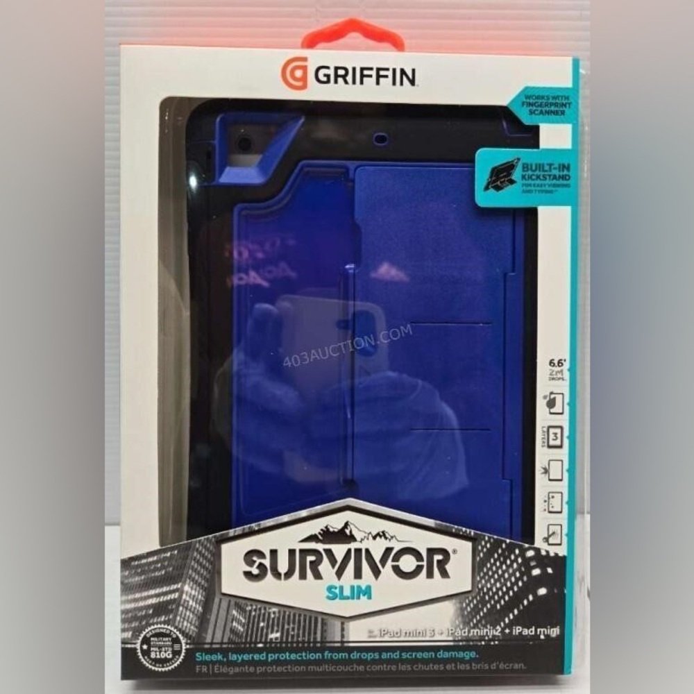 Griffin SURVIVOR SLIM case for iPad Mini 1, 2, 3, BLACK/BLUE